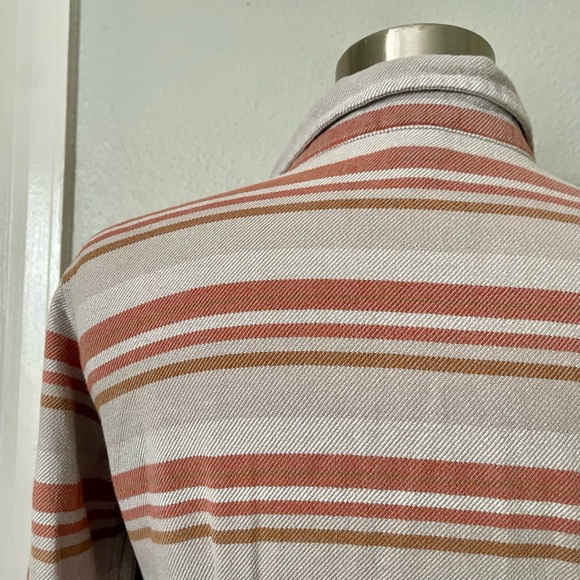 Patagonia Striped Shirt Jacket Top Sandstone & Rust Tones Organic Cotton Size 8 - Picture 5 of 15
